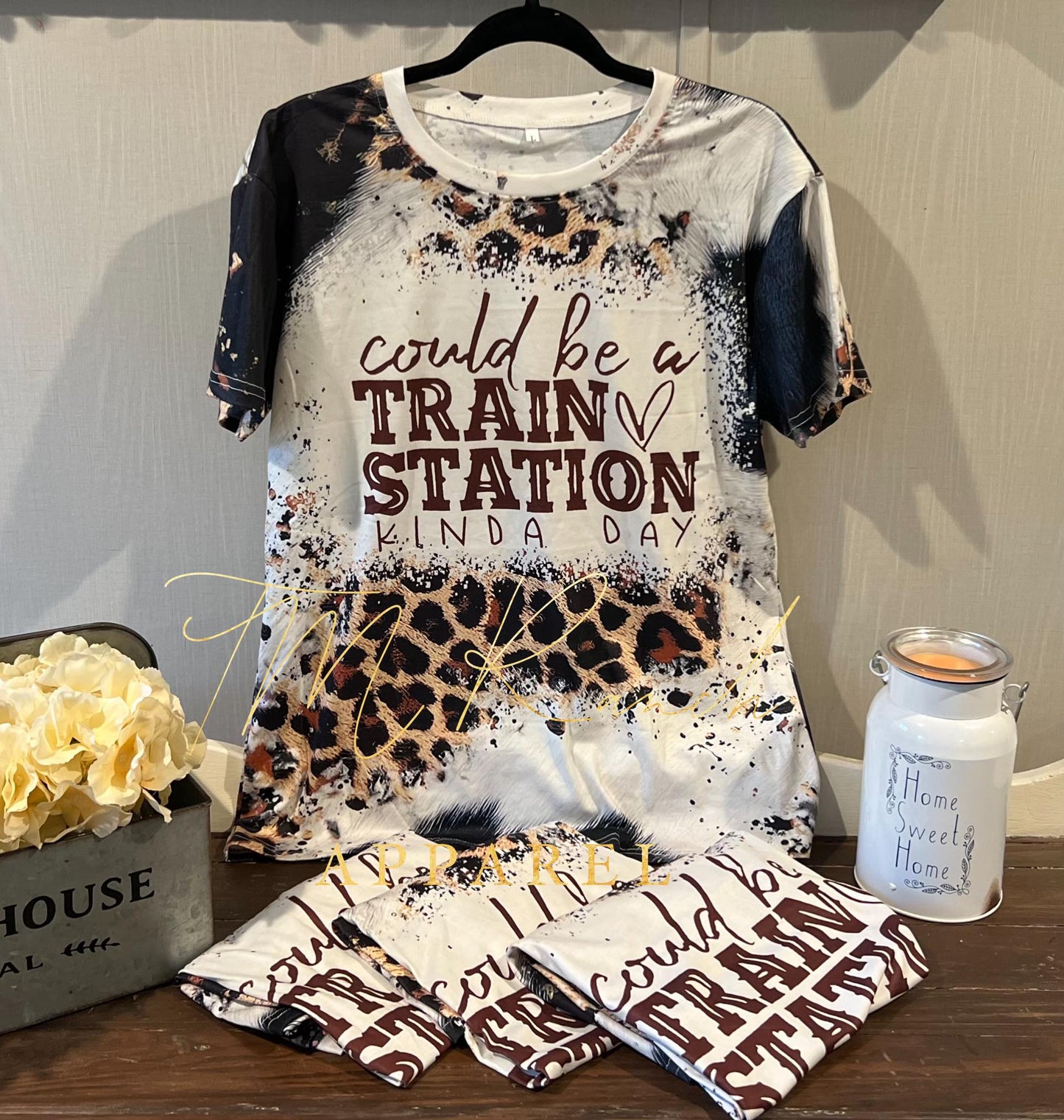 Train Station Leopard Cowhide Tee
