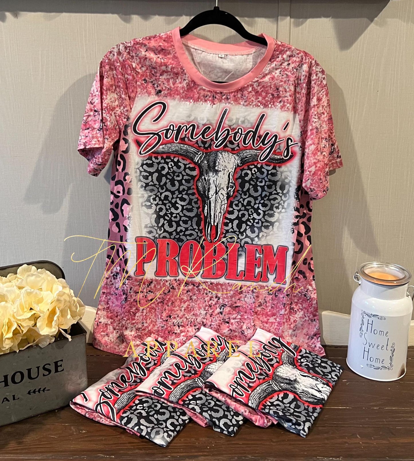 Somebodys Problem Pink Leopard Tee
