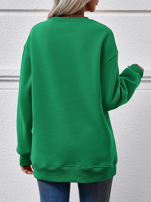 Graphic Round Neck Dropped Shoulder Sweatshirt